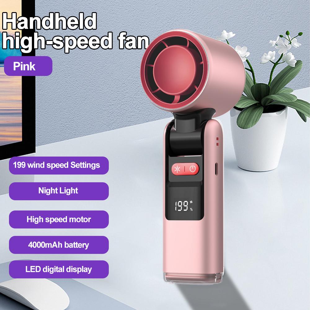 

Handheld Turbo Ice Compress Fan 199 Speeds Wind 4000mAh USB Rechargeable Portable Mini Fan with Lanyard Outdoor Air Cooling Fans