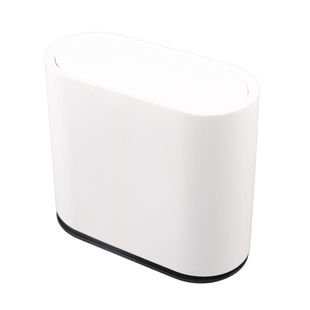 Plastic Trash Can with Press Type Lid Big White Garbage Container Bin for Bathroom Bedroom Kitchen Office