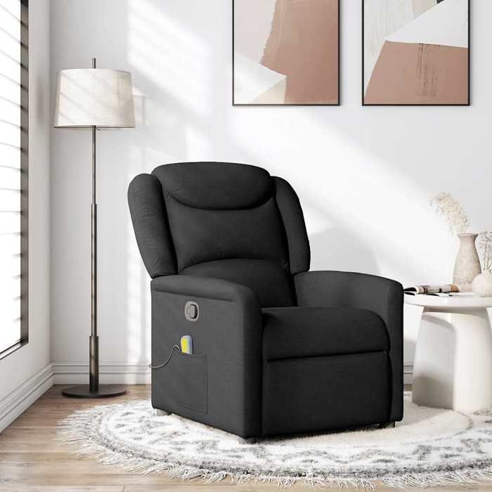 VidaXL Fauteuil de massage inclinable Noir Tissu, fauteuil de massage, fauteuil, fauteuil canapé, fauteuil de bureau de 4015608