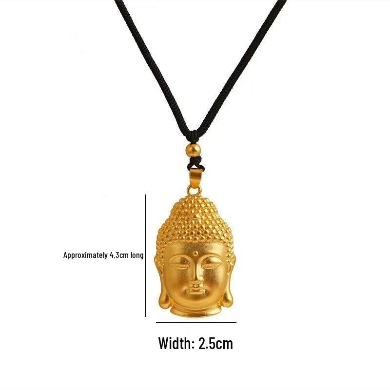 Vergoldete Damen Buddha Kopf Anhänger Halskette mit Sicherheitsverschluss - Hochwertiges simuliertes Gold Tathagata Schmuckaccessoire