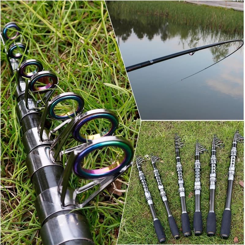 SOUGAYILANG Spinning Fishing Rod and Reel Combos, Portable Telescopic Fishing Pole Spinning Reels for Travel Saltwater Freshwater Fishing