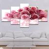 The pink rose flowers modern Modular 5 panel HD Print wall Poster Canvas art painting for Living Room Home Decor