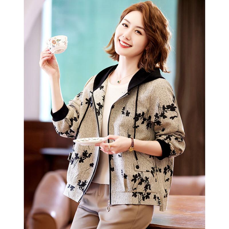 PaSiTe Women s Floral Hooded Casual Jacket L