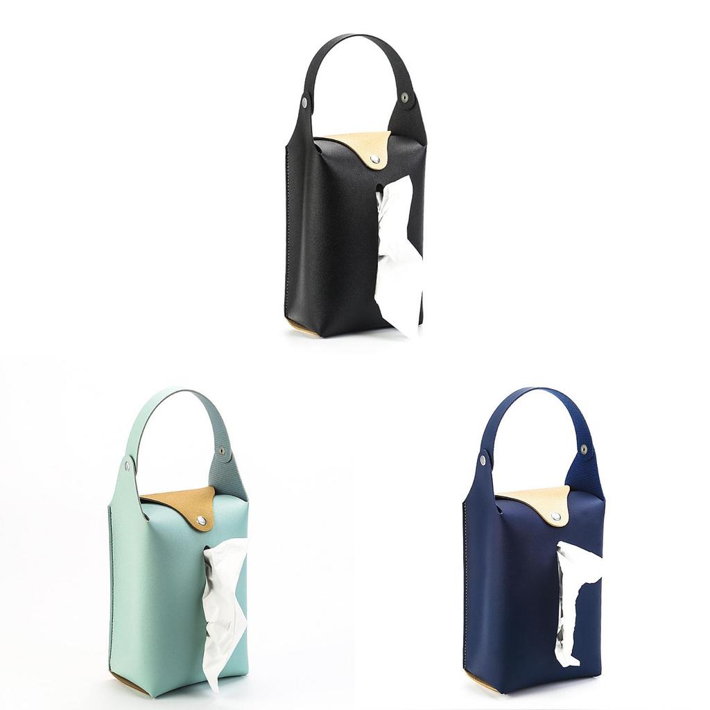 Customizable Leather Paper Towel Box For Car Living Room Bathroom Black Blue Pink Gray Beige