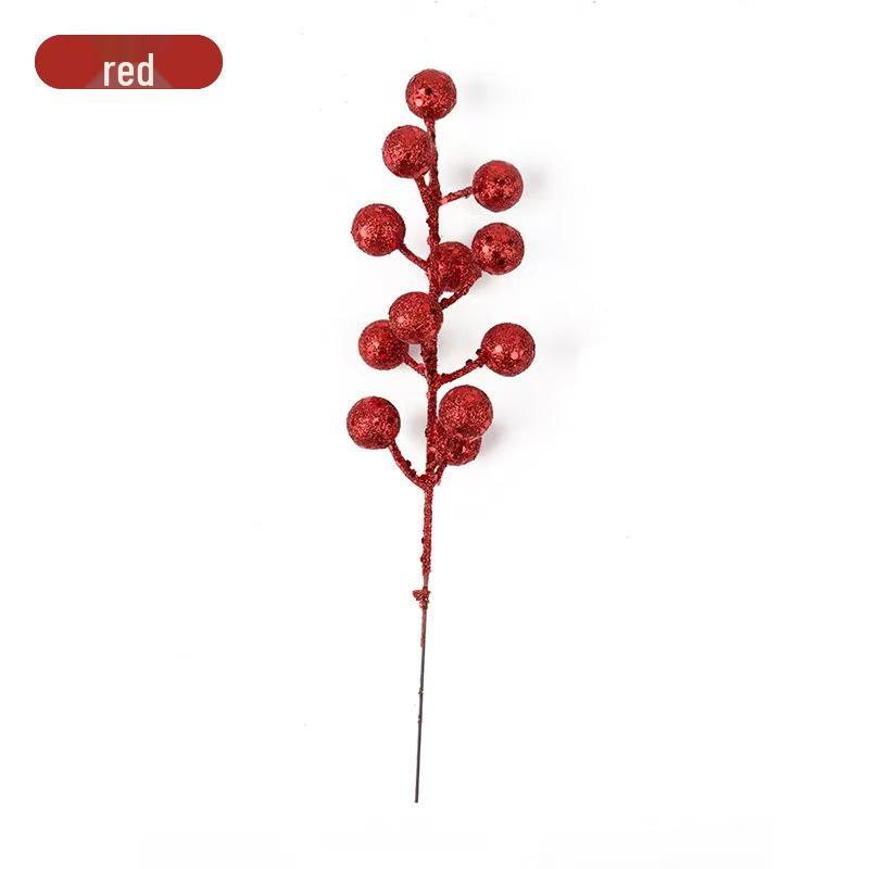Shiny Christmas Fruit Picks & Glitter Berry Branches for Tree & Wreath Decor