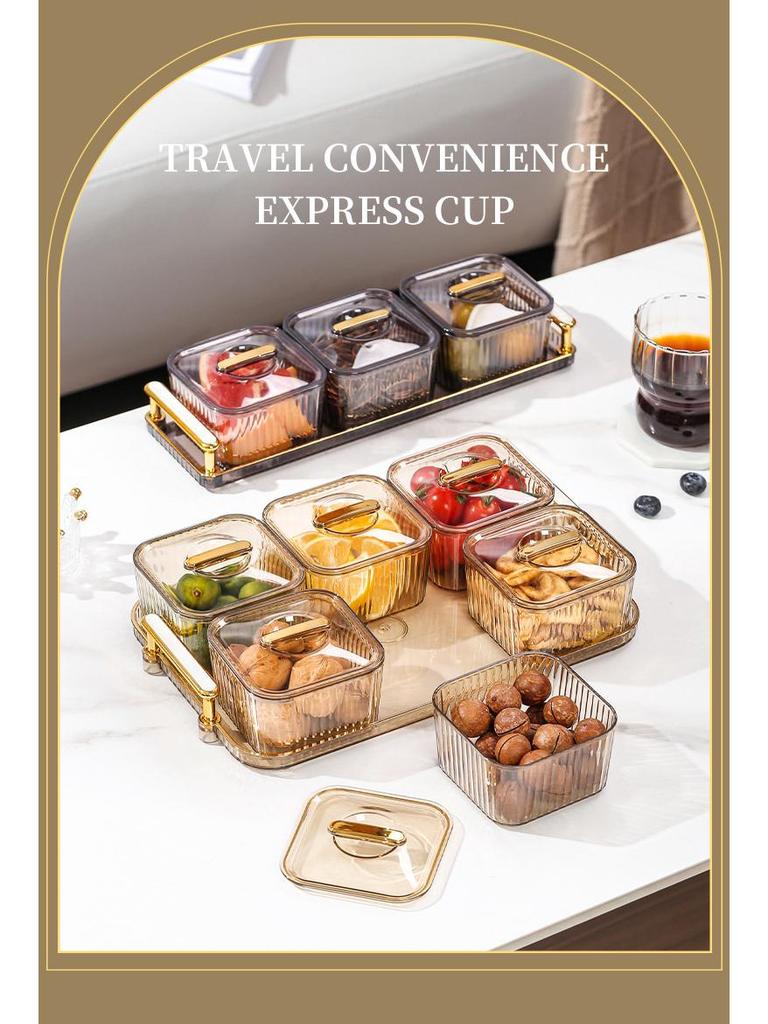 Luxurious Food-Grade Dried Fruit and Nuts Snack Plate with Lid