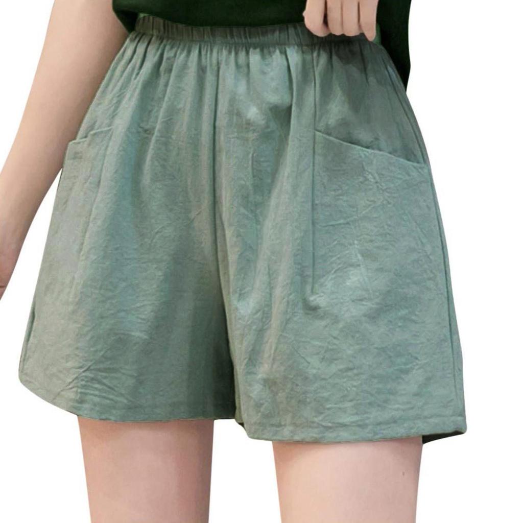 Women's Shorts High Waist Drawstring Knee Length Shorts Elastic Comfy Shorts with Pockets