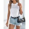 2026 Summer Casual Solid Color Hollow Sleeveless Knit Top Elegant Vacation Blouse