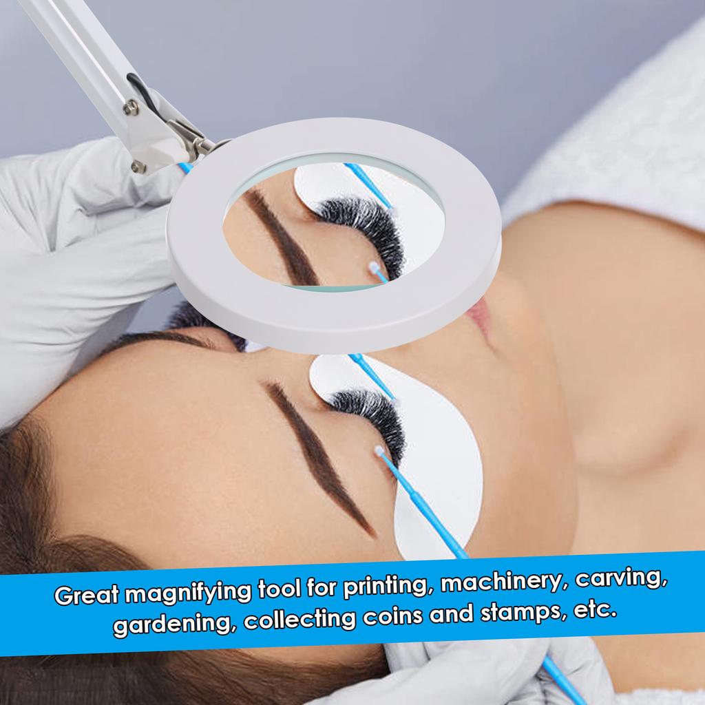 Magnifying Glass Magnifier with LEDs Clamp Clip Light 8X Magnification 10 Levels Adjustable Brightness Temperature Changing Lamp