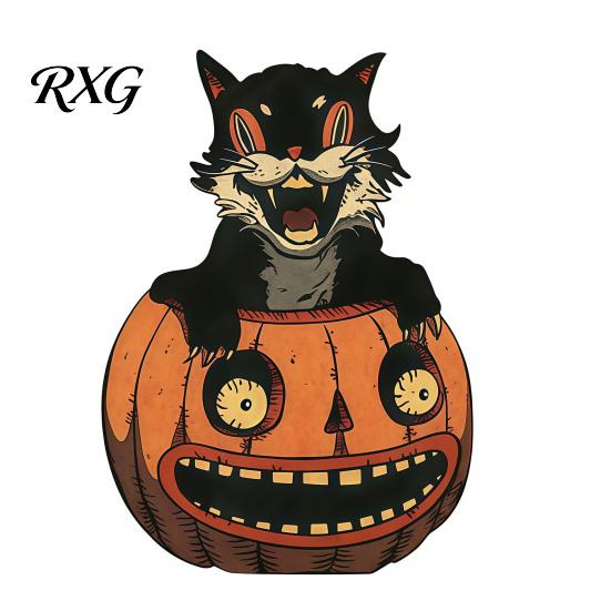 Artistic Home Office Decor Halloween Wooden Ornaments, Distressed Pumpkin/Cat Decorations, Desktop & Wall Modern Retro Desk Display Decors for Autumn