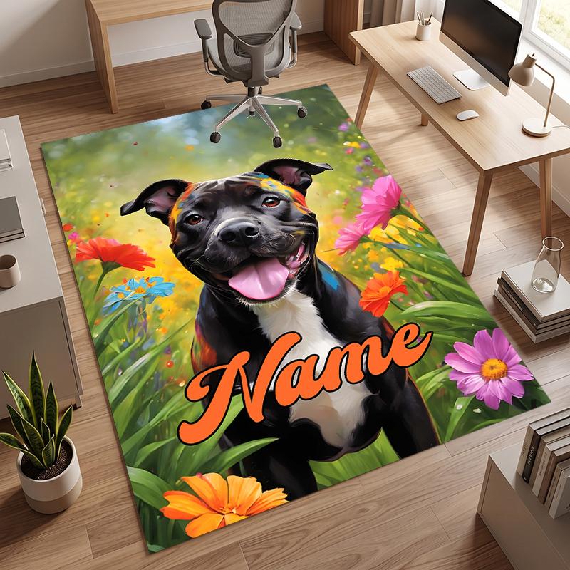 Cute PUPPY (5) Personalized Name Office Carpet Stylish Decor for Living Room Bedroom Kitchen