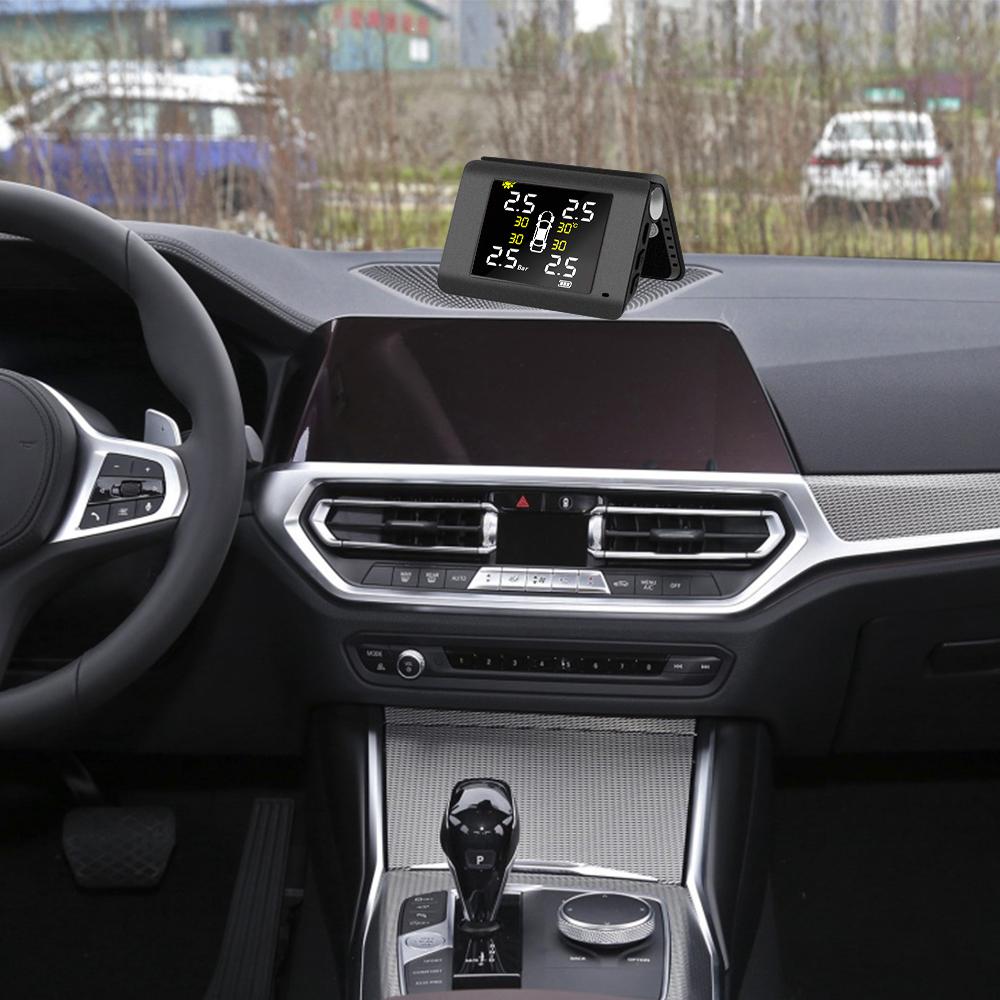 With 4 External or Built-in Sensors Temperature Warning Fuel Save LED Display Tyre Pressure Alarm Solar Power TPMS Car Tire Pressure Monitoring System