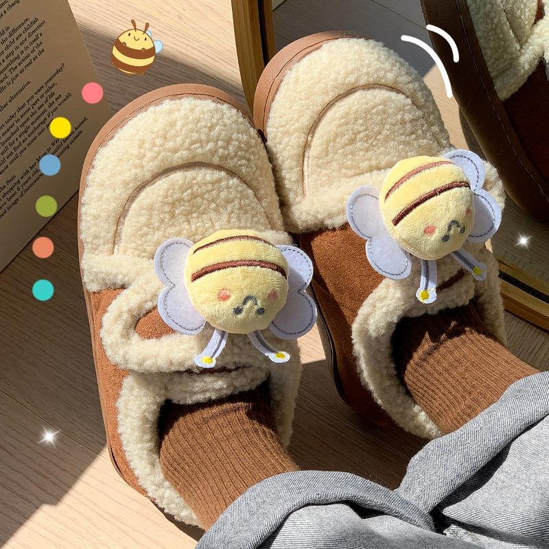 Maillard Doudou shoes women's new winter velvet warm one pedal fluff outer wear non-slip thick-soled cotton shoes