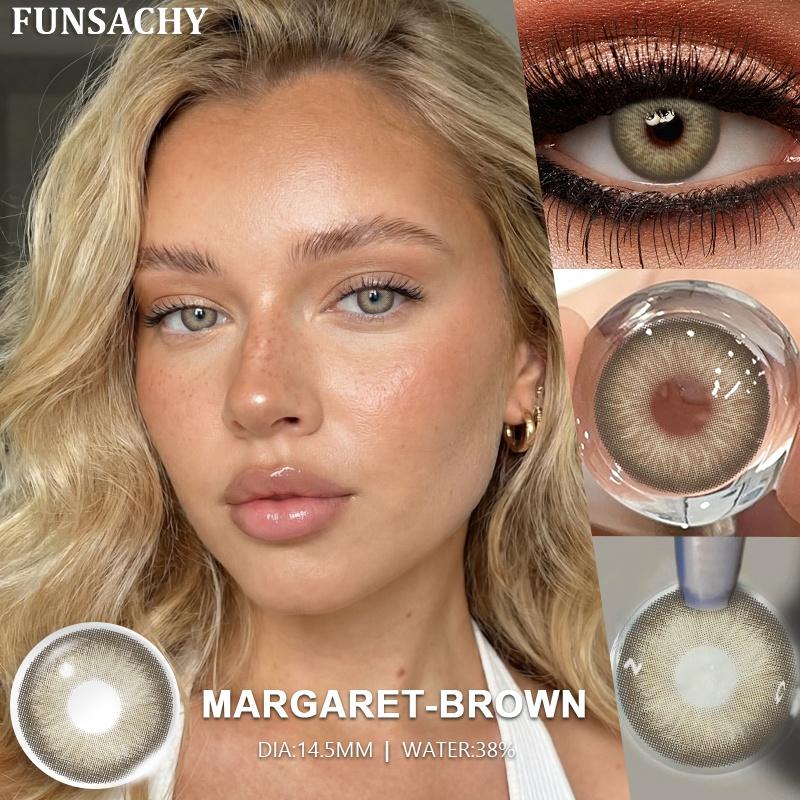 FUNSACHY 1 Pair Natural Brown Contact Lenses for Eyes Beautiful Pupils for Makeup Cosmetics Brown Color Lenses Gray Softlens
