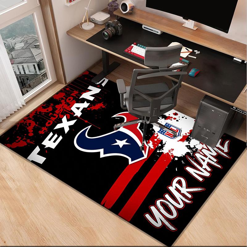 Custom NameHouston-Texans Artwork Carpet, Indoor Rug, Chair Rug, Living Rooms, Doormat Made From Polyester Home Decor Birthday Christmas Gifts
