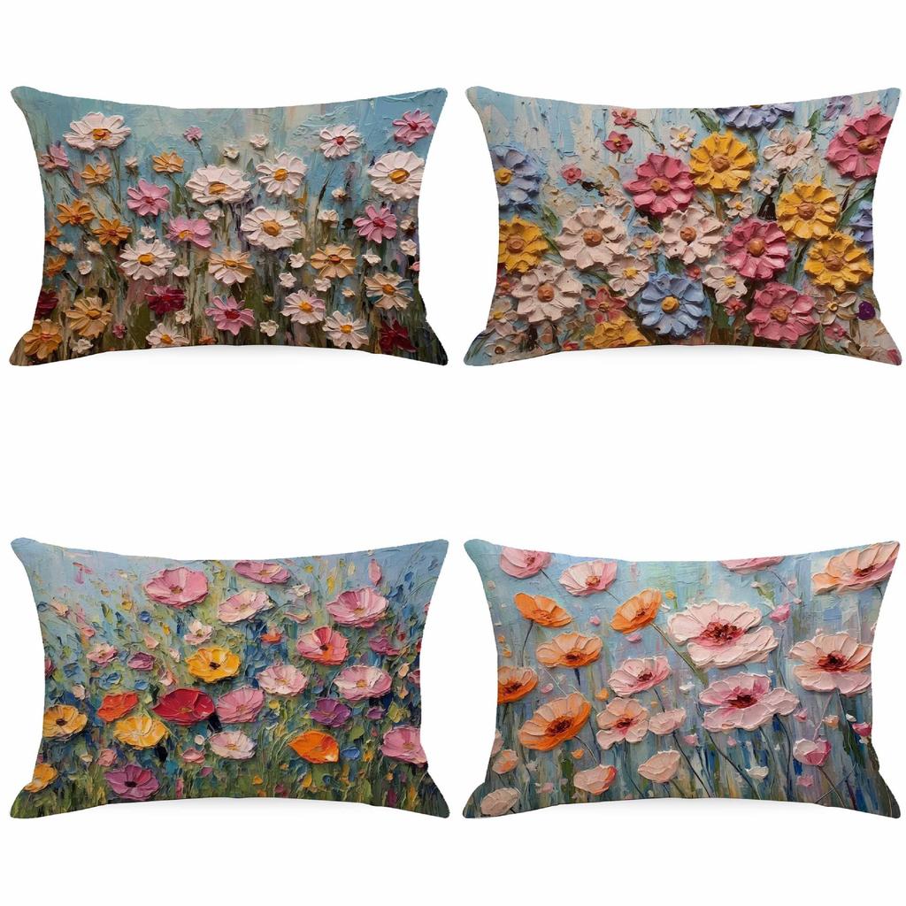 New Decorative Pillowcase 3D Three-dimensional Effect Floral Pillowcase Sofa Cushion Cover Digital Printing