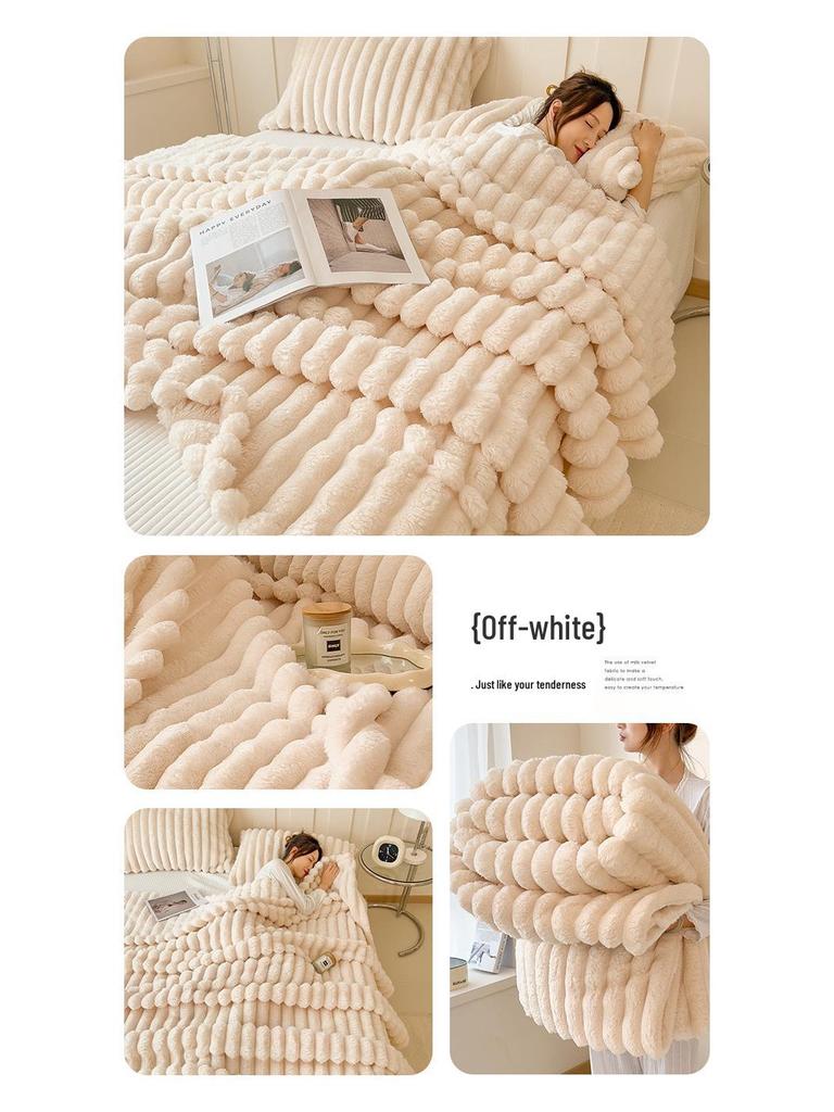 Jednokolorowy pluszowy koc z futra królika - Pogrubiony koc do drzemki w biurze, Nowy styl, Transgraniczny koc prezentowy