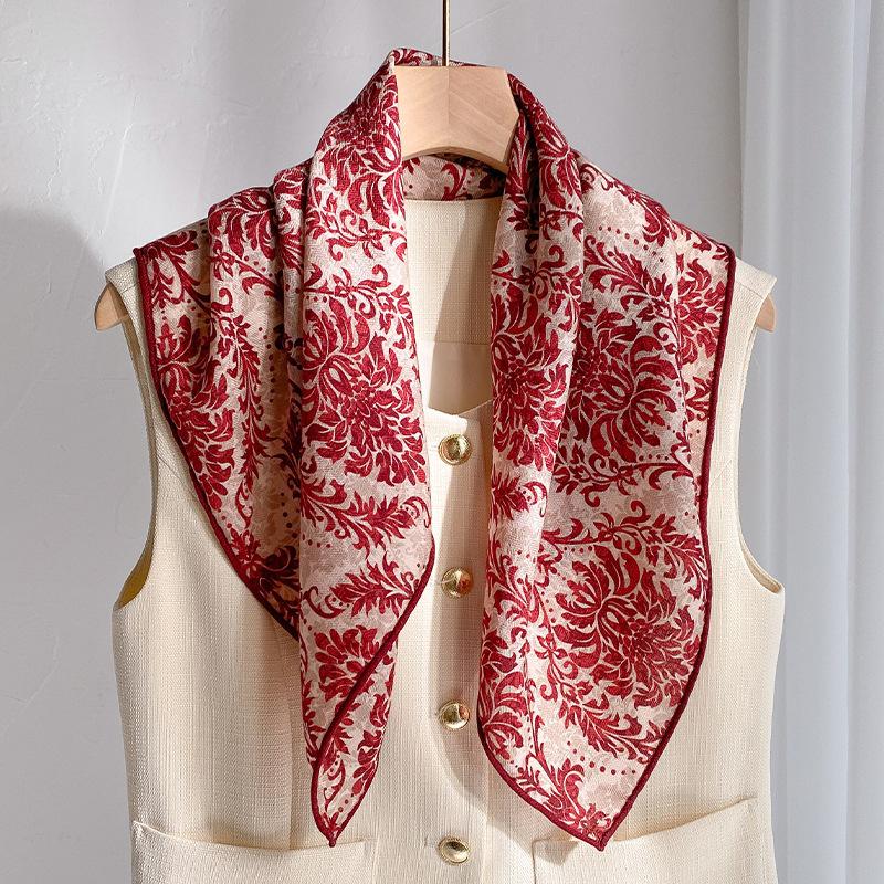 

70% wool 30% Real Silk Scarf for Women Shawls Wraps Foulard high quality Scarves Pashmina Female Hijab Bandana bufanda Poncho Silk wool 60x60cm