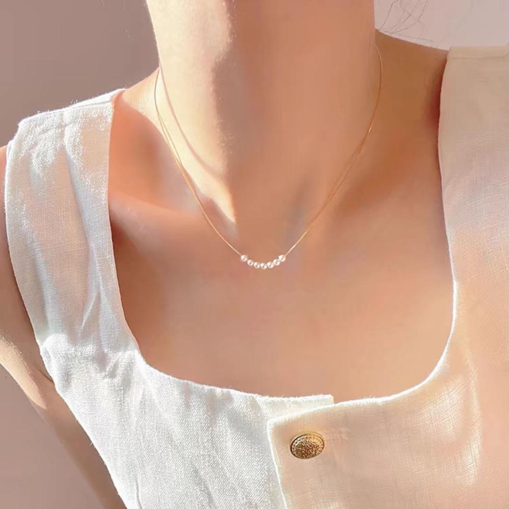 Shijia Pearl Necklace Women's Niche Light Luxury Design High-end Temperament Collarbone Chain Neck Chain Sweater Chain Bead Chain