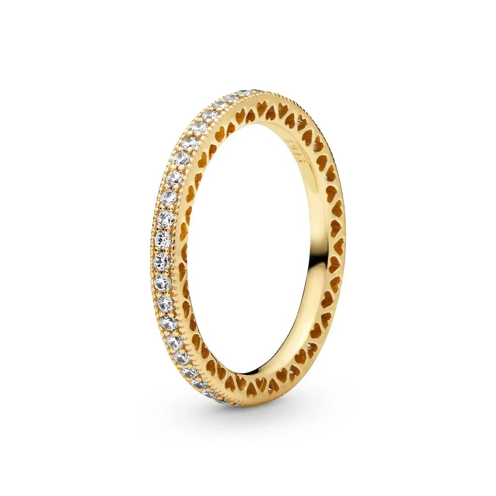 925 Sterling Silver Classic Dazzling Crown Round Hearts Ring Exquisite Women's Light Luxury Charm Ring Jewelry Gift