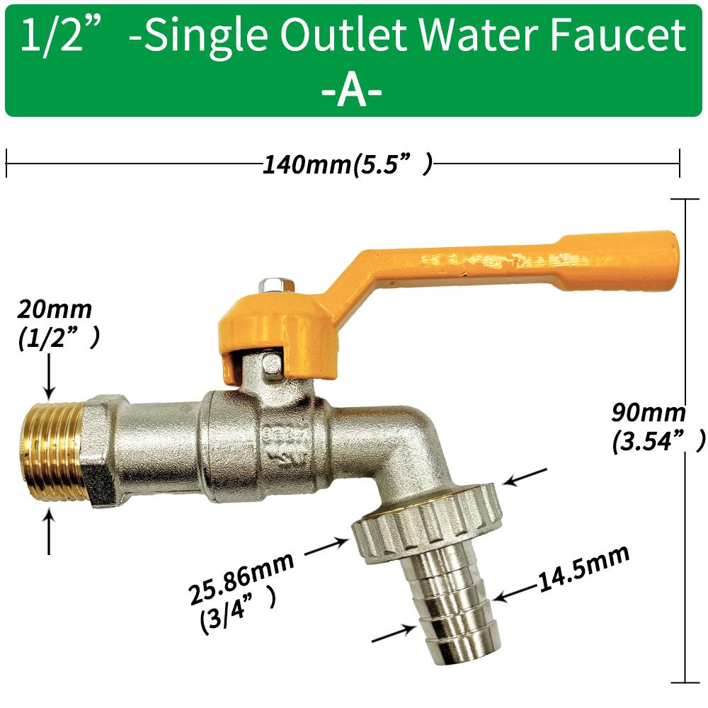 

Garden Hose Brass Tap Faucet Adapter 1/2 IBC Water Tank Connector 2-Way 1-Way Irrigation Joint Replacement Fitting Ball Valve