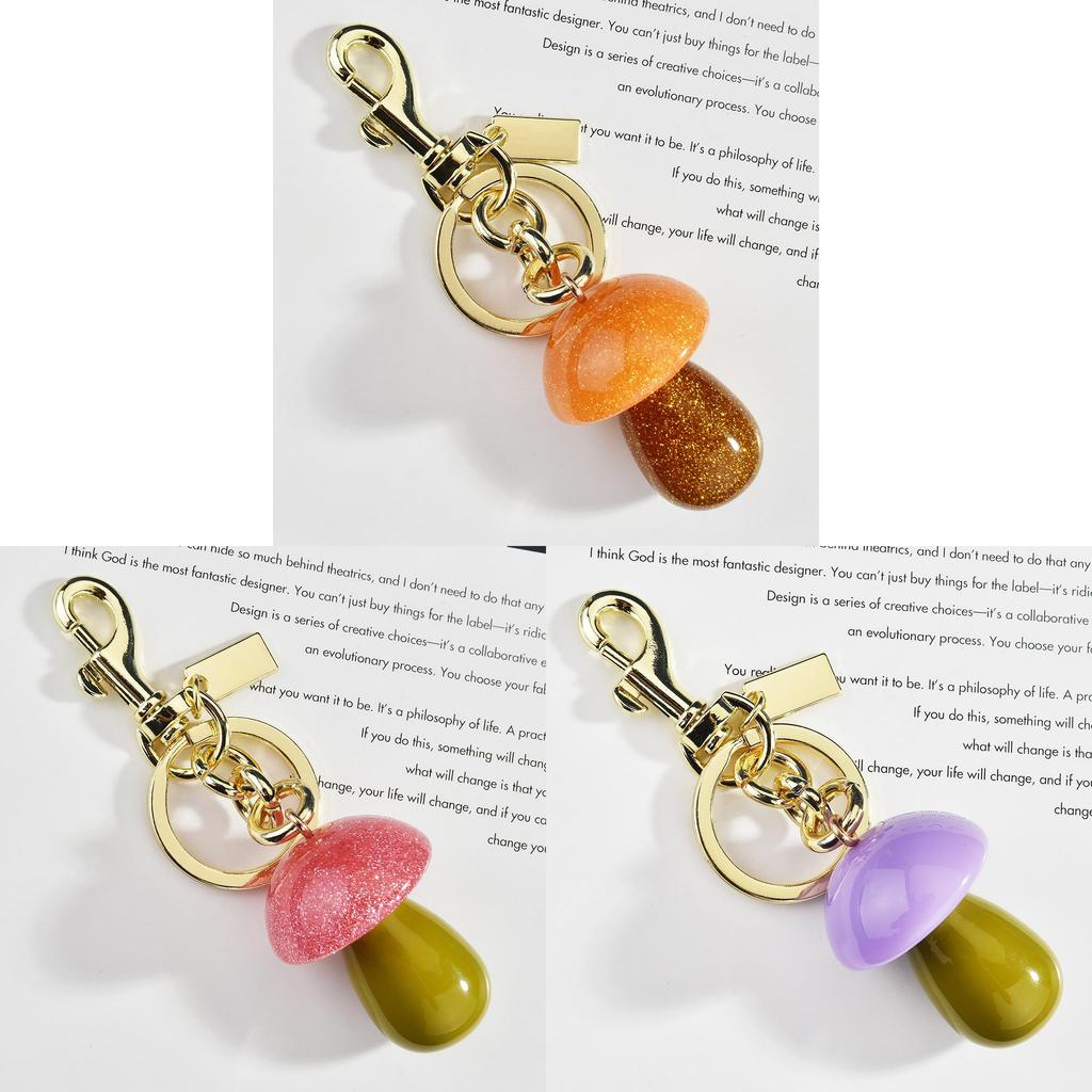 Creative Mushroom Keychain For Bags And Keys With Resin Finish For Casual Use