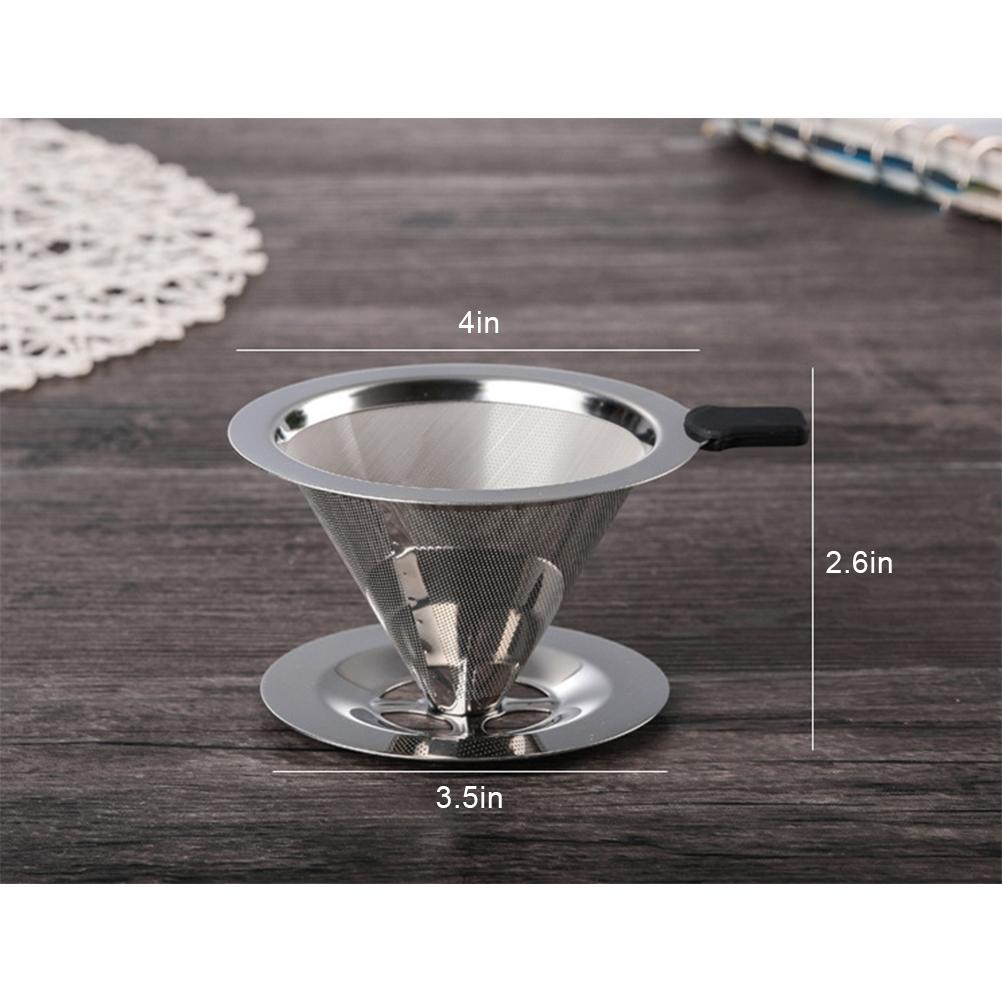 Pour Over Kaffeetropfer, Edelstahl-Kaffeefilter, abnehmbarer Tropf mit Ständer, wiederverwendbarer Kegel