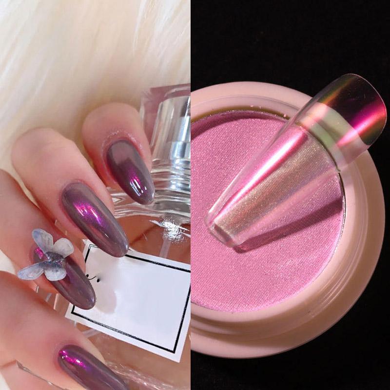1 PC Nail Tool Ice Transparent Nude Color Powder Aurora Powder Net Red Manicure Magic Color Mirror Flour Powder