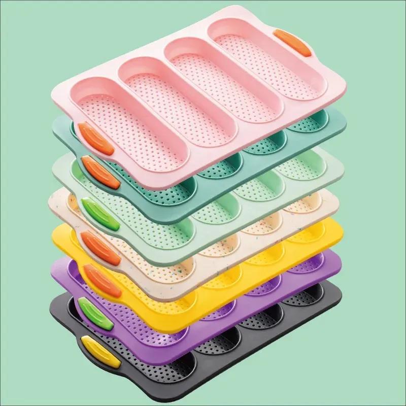 New 4-slot Open Silicone Bread Mold Non-Stick Bread Silicone Mould French Baguette Mold Baking Pans For Kitchen Baking Tool