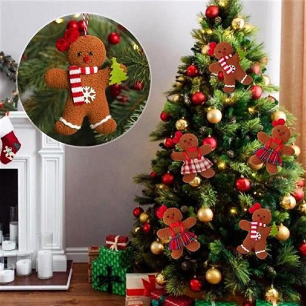New Christmas Tree Pendant Decoration Three-Dimensional Snowflake Bell Bow Elk Star Lucky Bag Plush Pendant Happy New Year