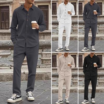 Cord Hemd Hosen Set für Männer Klassische Business Casual Hemd Hosen 2-Stück Outfit Frühling