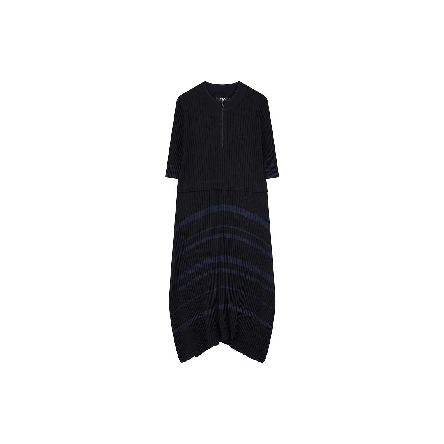 

FILA Solid Color Pullover Casual Five-Quarter Sleeve Dress Women dresses Blue F11W134308F-NV L