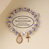 Vintage Style Ceramic Bead Bracelets, Cross/Medal/Bow/Butterfly Charm Elastic Jewelry