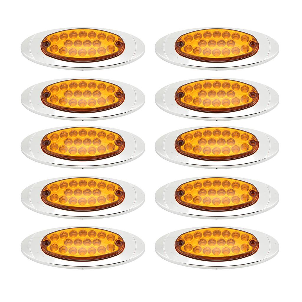 10 st 18 LED Sidomarkeringsljus 12‑24V IP67 Vattentät 1200LM Släpvagnsblinkers för Lastbilar Båtar Gul
