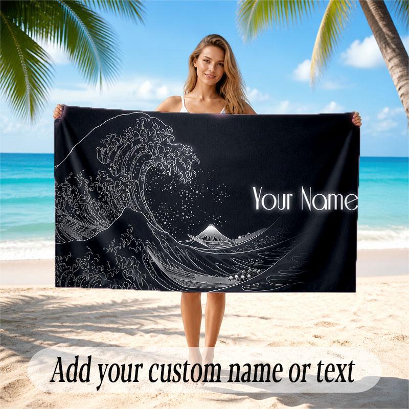 Octopus Sea Life Theme Soft Beach Towel Personalized Custom Name Text Towel Portable for Beach Pool Travel