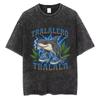 Bombardiro Crocodilo Crocodile Plane Bomber Funny Meme Washed Vintage T-shirt Men Women Casual Italian Brainrot Humor Style Tees
