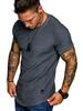 European & American Men's Slim Fit Crew Neck Pleated T-Shirt - Solid Color, Casual Short Sleeve