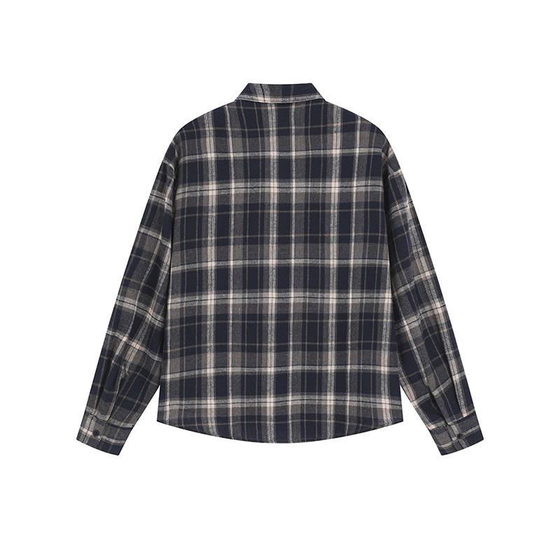Autumn Men'S Plaid Long Sleeve Shirt Hong Kong Style Men'S Casual Loose Lapel Shirt
