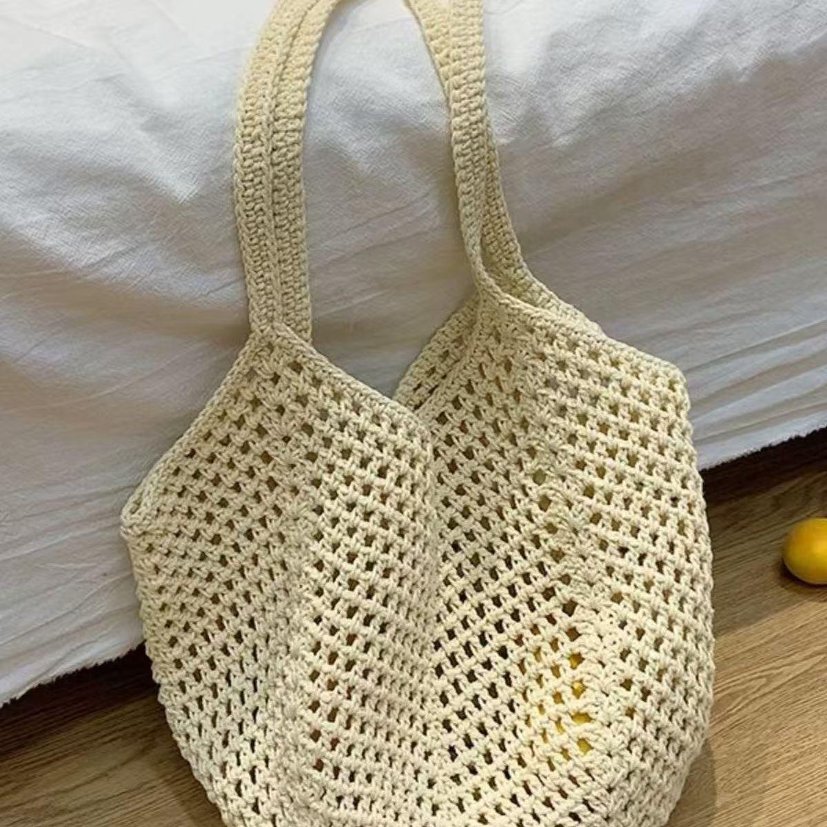 

Lazy tote new leisure seaside beach shoulder bag bag straw woven handmade large-capacity holiday woven hollow Shoulder bag