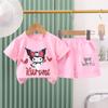 Girls Summer Korean Cartoon Print Loose T Shirt And Shorts Set Fashionable Casual Two Piece Outfit For Kids