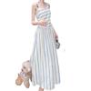 Women's Slim Fit A-line Summer Dress - French Stripe, Contrasting Colors, Elegant Waist Cinched Design