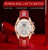 Megir 2114 Luxury Red Color Leather Band Material Water Resistant Factory Watch Women's Female Quartz Wristwatch Women Relogio