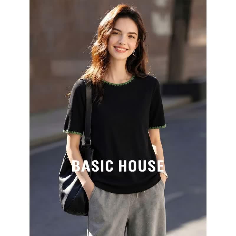 Basic House Women s Short Sleeve Round Neck T-Shirt XL