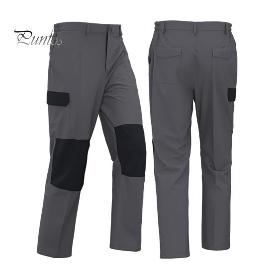 Men Cargo Pants Elastic Waist Multi-Pocket Storage Work Pants Patchwork Color Wear-resistant Cargo Trousers
