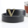Men's Genuine Leather Belt with VH Letter Buckle, Korean Style, Casual Fashion, Lychee Grain, Suitable for Middle-Aged and Young.