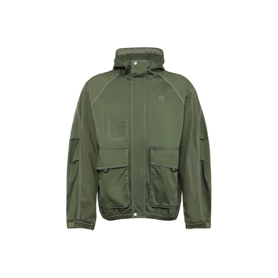 adidas Sports Embroidered Logo Outdoor Workwear Jacket for Men, Military Green S