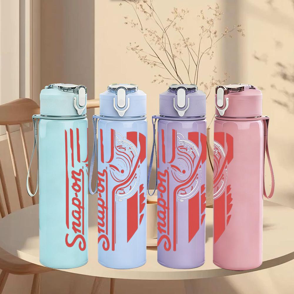 1PC Vertical Red Stripes Grunge Text Print 750ml Portable Sports Water Bottle Leakproof Gym Outdoor Travel Drink Cup