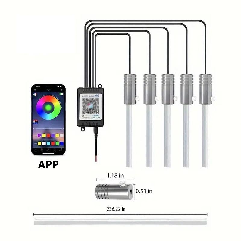 LED Car Interior Ambient Strip Light With APP Remote Control Auto Decorative Lamp RGB Fiber Optic Atmosphere Neon Lighting Kit