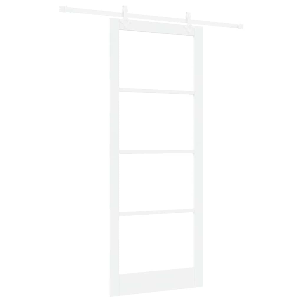 Sliding Door White 93 x 232 cm Solid Pine Wood and Glass