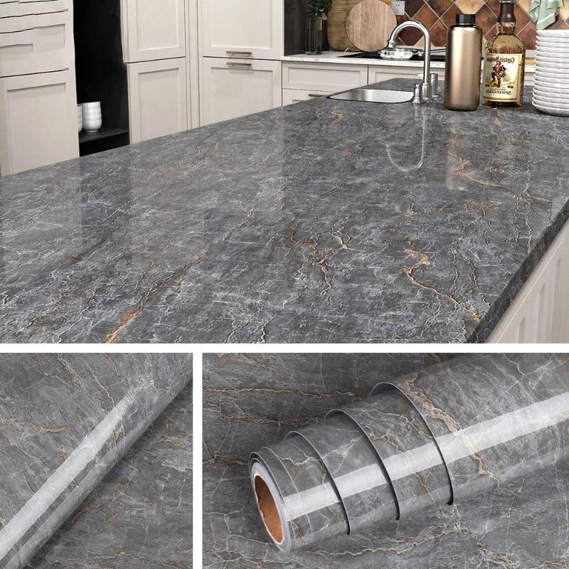 0.4m wide oil resistant marble colored PVC sticker for kitchen and living room decoration wallpaper
